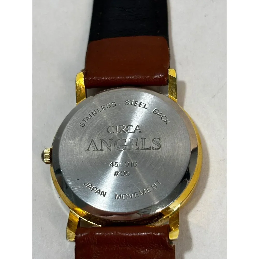 VTG Circa Angels Roman Numeral bezel gold-tone women's watch, working